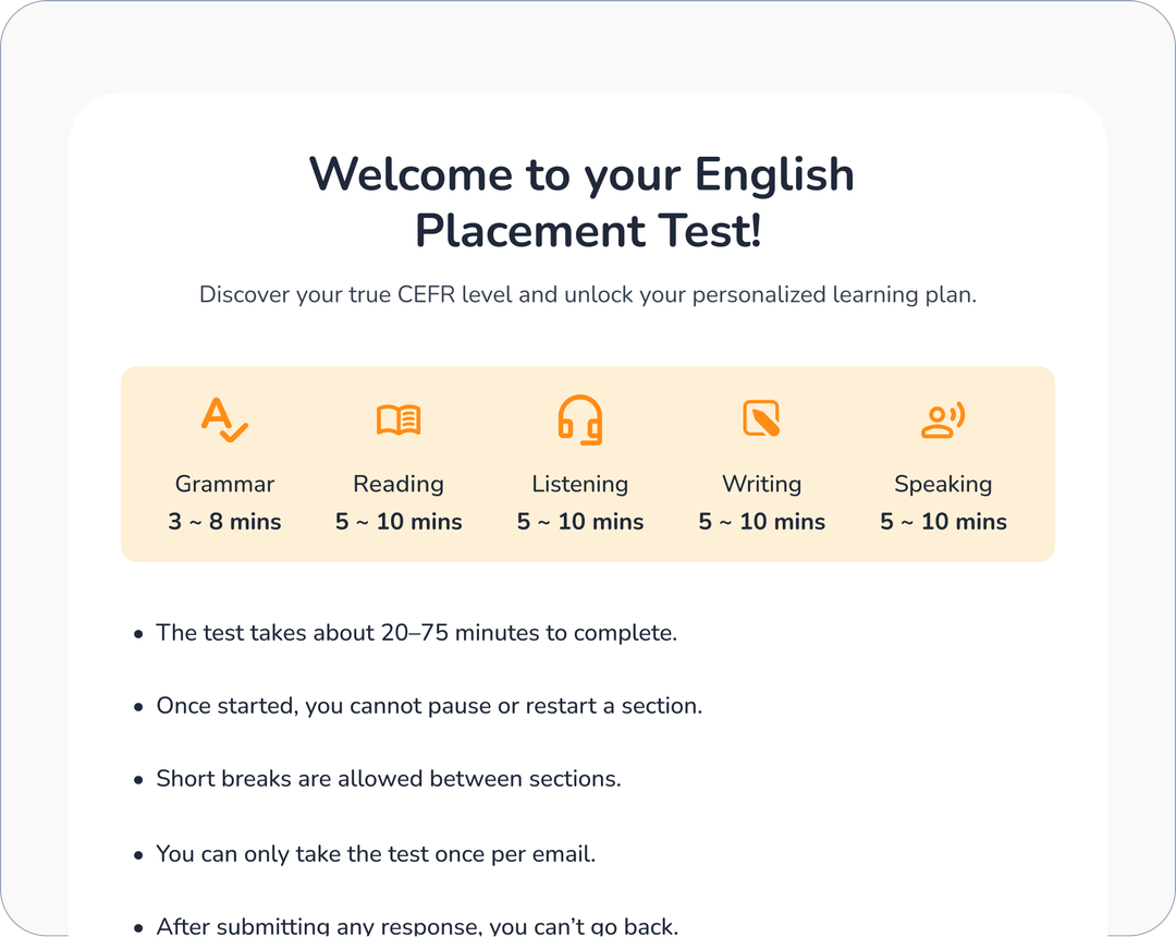 EZClass placement test preview